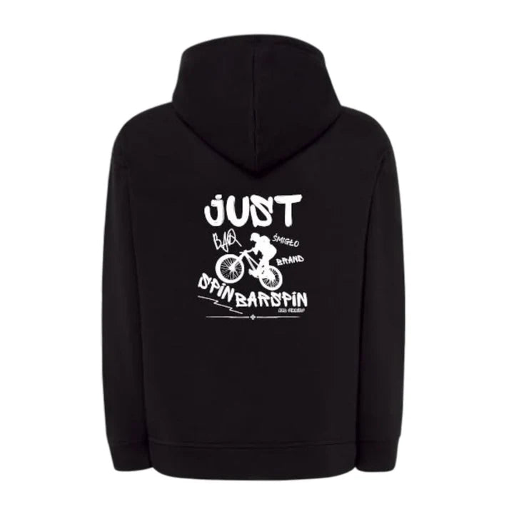 BLACK HOODIE "JUST SPIN BARSPIN"
