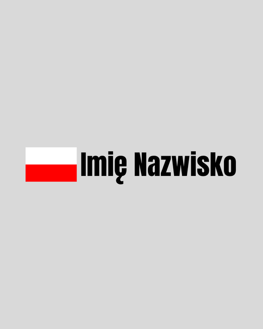 Naklejka flaga Polski z imieniem i nazwiskiem