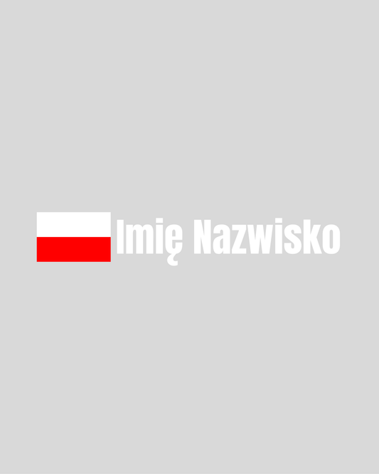 Naklejka flaga Polski z imieniem i nazwiskiem