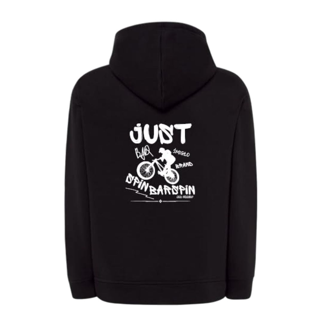 BLACK HOODIE "JUST SPIN BARSPIN"
